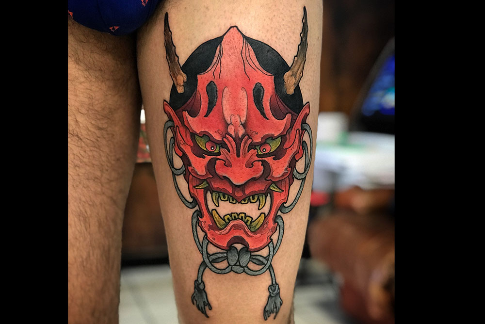 Meilleur tatoueur tatoueuse sur Bordeaux Talence japonais hannya couleur floral tatou tattoo tatouage tatouages